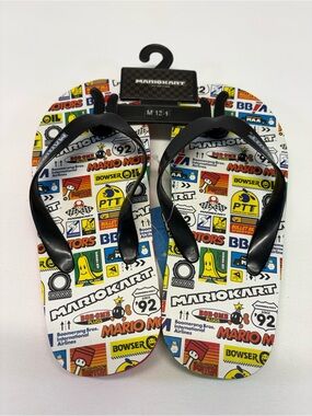 NWT Nintendo Mario Kart Kids Flip Flops Sandals Size 13-1 Boys Girls